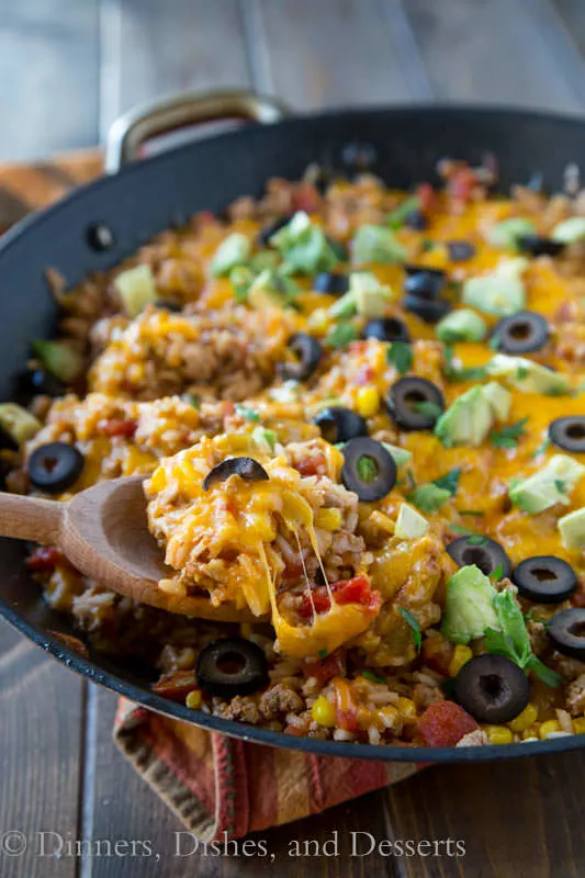 Mexican Rice Skillet - a complete meal that is on the table in less than 30 minutes!