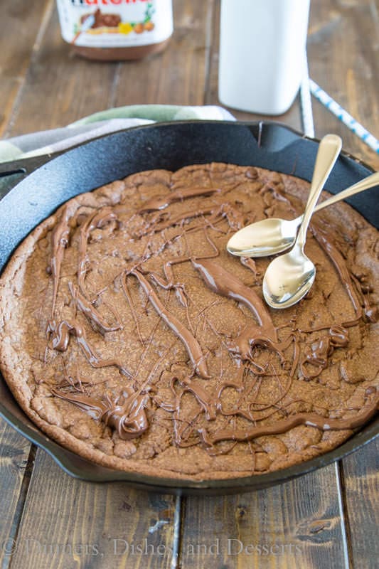 Nutella Skillet Cookie - a rich chocolate Nutella cookie baked in a cast iron skillet