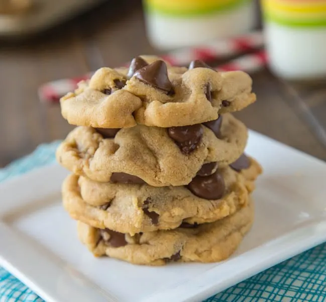 Peanut Butter Chocolate Chip Cookies are soft, fluffy, and full of chocolate and peanut butter!