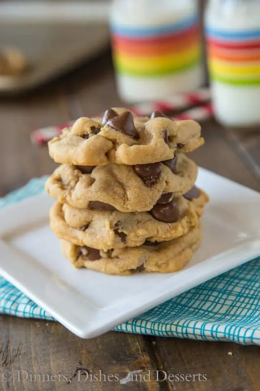 Peanut Butter Chocolate Chip Cookies are thick and chewy with the perfect peanut butter and chocolate combination