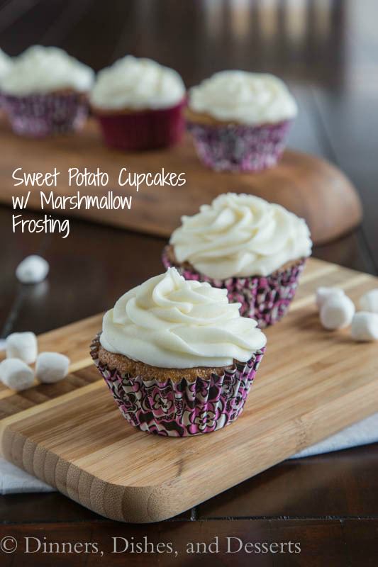 Sweet Potato Cupcakes with Marshmallow Frosting - use those leftover sweet potatoes from Thanksgiving to make cupcakes!