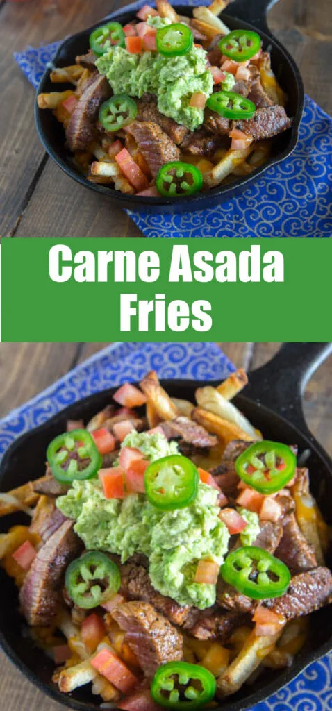 Carne Asada Fries in small skillet