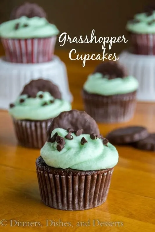 Grasshopper Cupcakes - rich chocolate cupcakes topped with a minty butter cream frosting