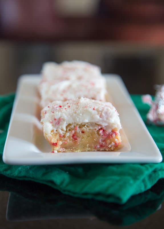 Peppermint Sugar Cookie Bars - Sugar Cookies with lots of peppermint flavor, in the form of a bar.