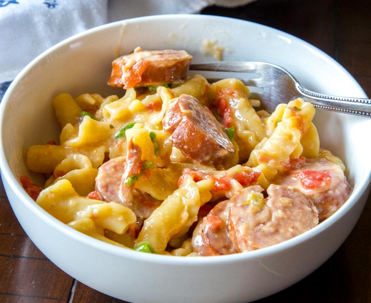 Sausage Pasta Skillet is a quick and easy one pot meal the whole family will love. Creamy, cheesy, sausage pasta dinner.