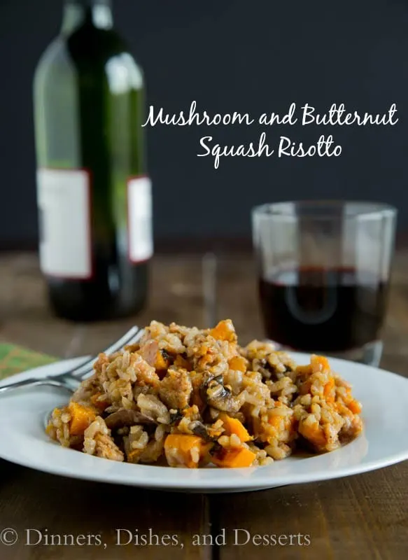Mushroom and Butternut Squash Risotto - use a pressure cooker to speed things up! Roasted butternut squash and mushrooms make a perfect comforting meal.