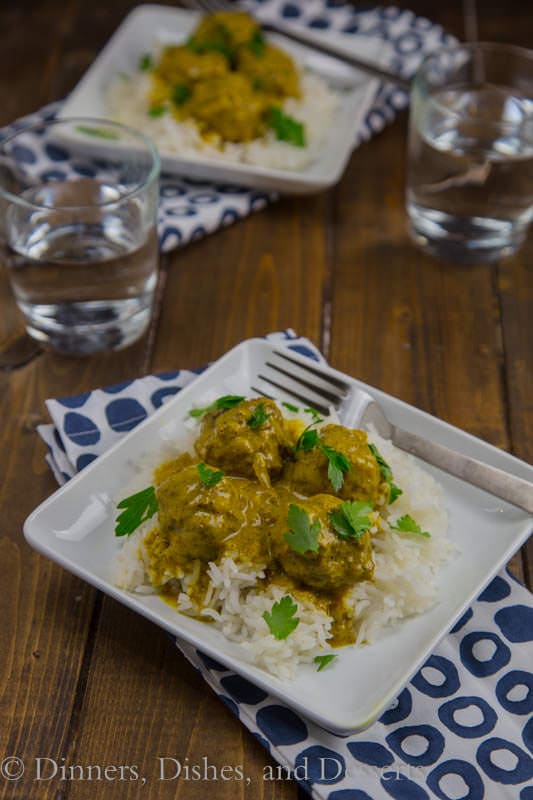 Coconut Curry Meatballs - Paleo friendly meatballs in a curry sauce