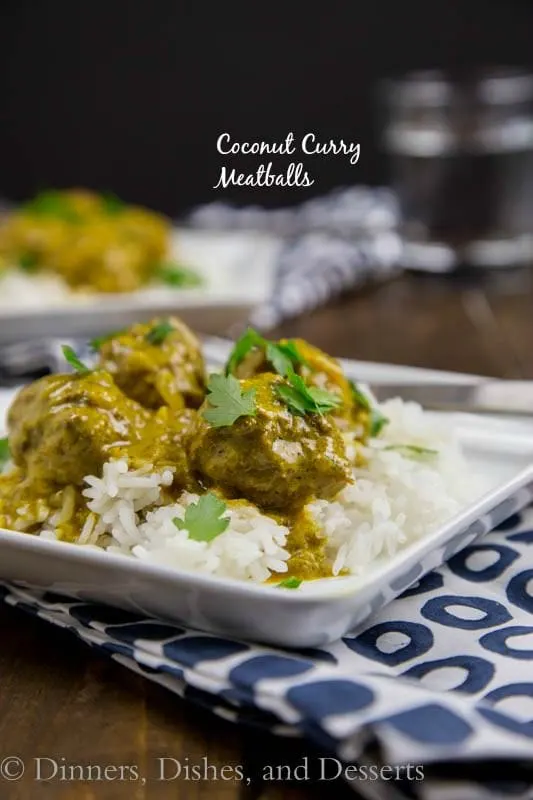 Coconut Curry Meatballs - Tender meatballs in a super flavorful coconut curry sauce. Great over rice or quinoa! And they happen to be Paleo!