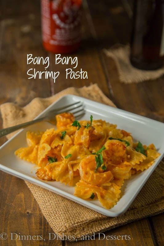 Bang Bang Shrimp Pasta - turn the famous bang bang shrimp appetizer into a main dish with this creamy pasta.