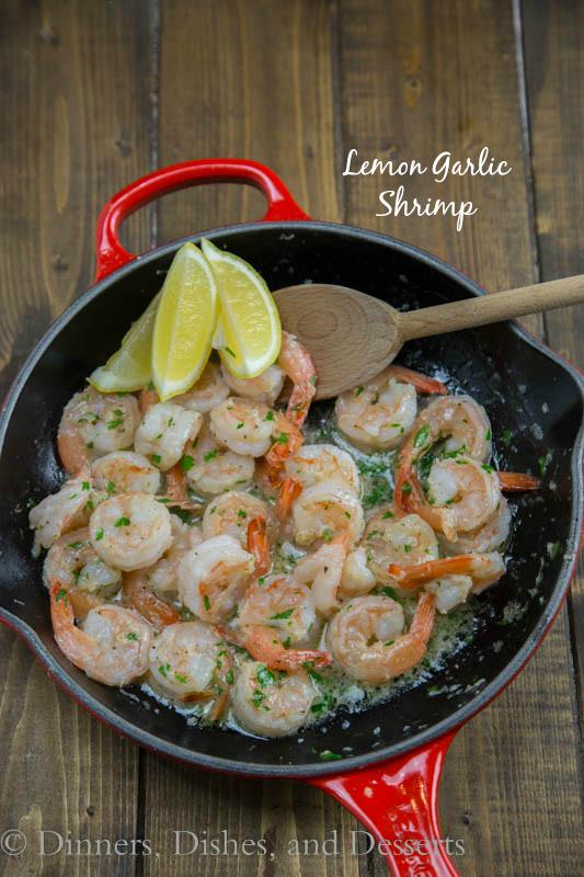 Lemon Garlic Shrimp - Super quick and easy dinner of shrimp sauteed in butter and garlic and then finished with lemon juice.