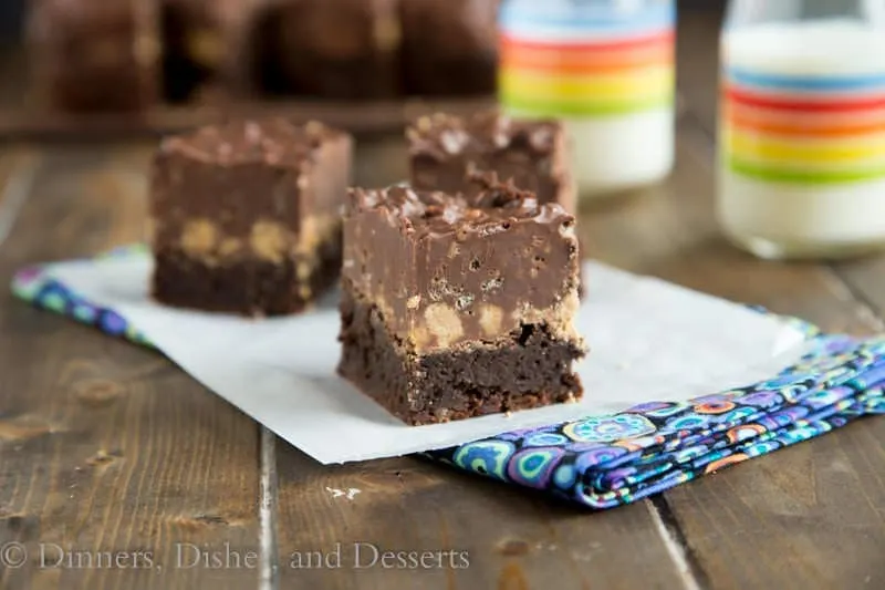 Peanut Butter Crunch Brownies {Dinners, Dishes, and Desserts }