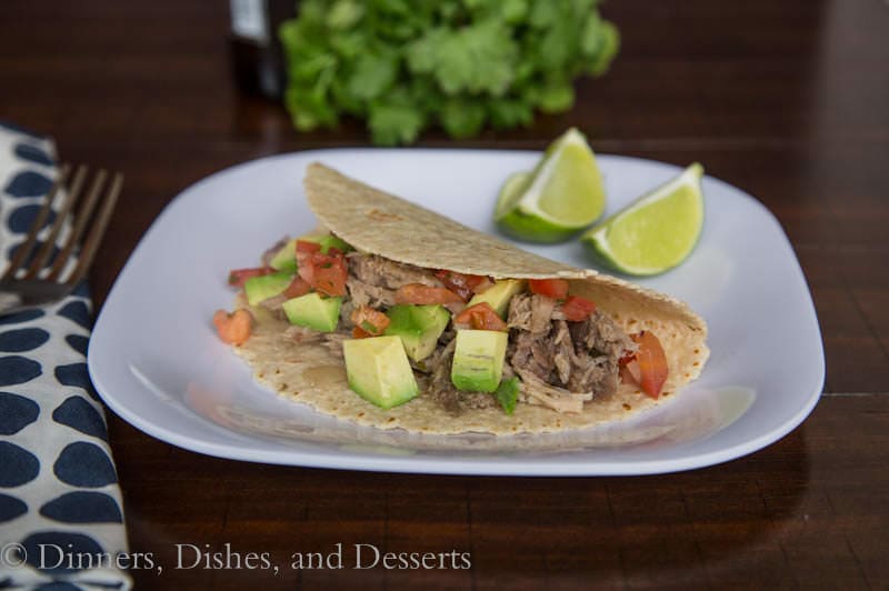 Slow Cooker Pork Cranitas Tacos {Dinners, Dishes, and Desserts}