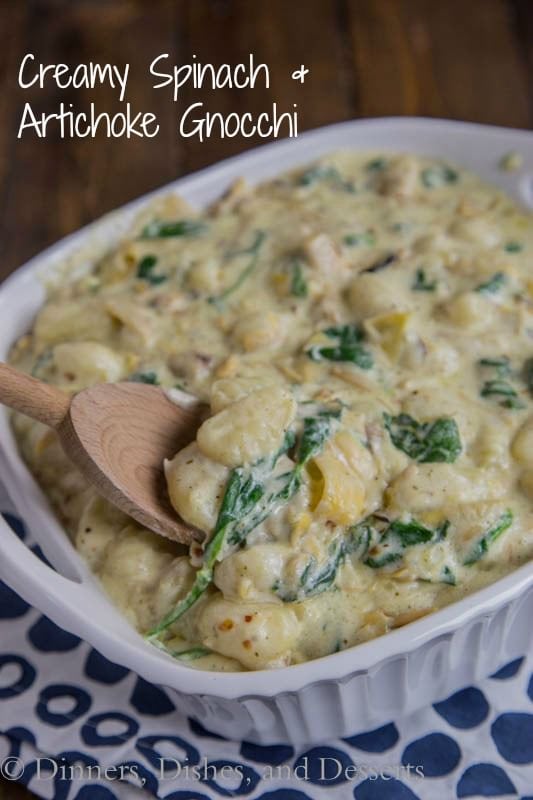Creamy Spinach and Artichoke Gnocchi - Turn the classic spinach and artichoke dip into a creamy and comforting pasta dinner, that is quick and easy any night of the week!