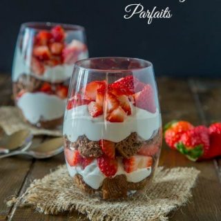 Light and airy chocolate angel food cake, fresh homemade whipped cream and juicy strawberries make for an easy but show stopping dessert.