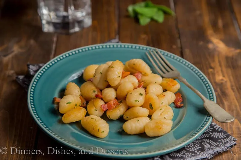 Sweet Potato Gnocchi with Bacon and Sage {Dinners, Dishes, and Desserts}