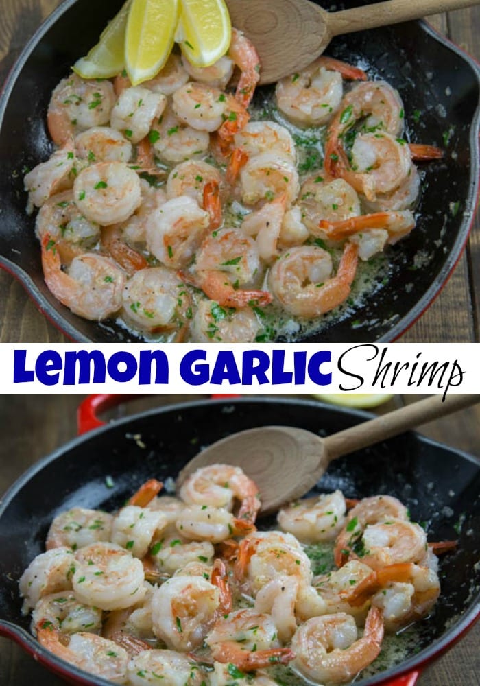Lemon Garlic Shrimp - Super quick and easy dinner of shrimp sauteed in butter and garlic and then finished with lemon juice.  