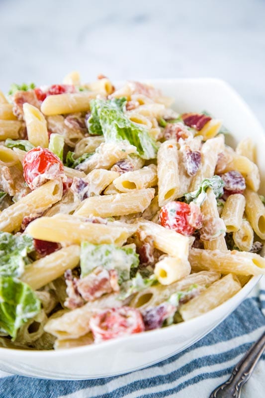 Creamy pasta salad with all the taste of a blt sandwich