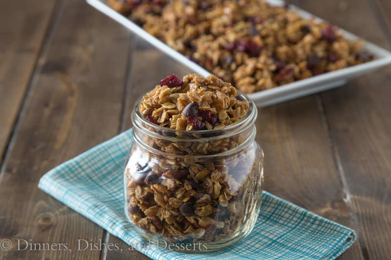 Homemade Granola with Pumpkin Seeds, Honey & Cranberries {Dinners, Dishes, and Desserts}