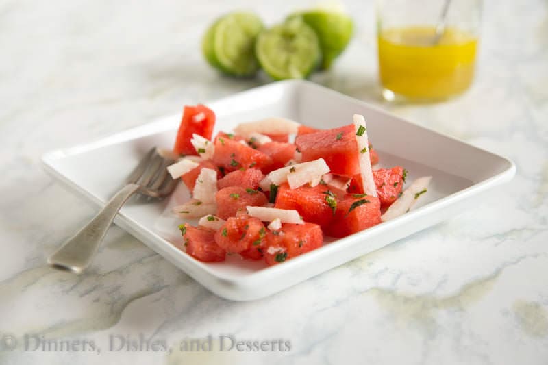 Jicima and Watermelon Salad {Dinners, Dishes, and Desserts}