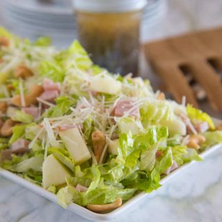 Pear, Cashew and Canadian Bacon Salad with Poppy Seed Dressing - a great lunch or dinner summer salad with sweet pears, crunchy cashews, salty Canadian bacon and sweet poppy seed dressing. No heating up the kitchen!