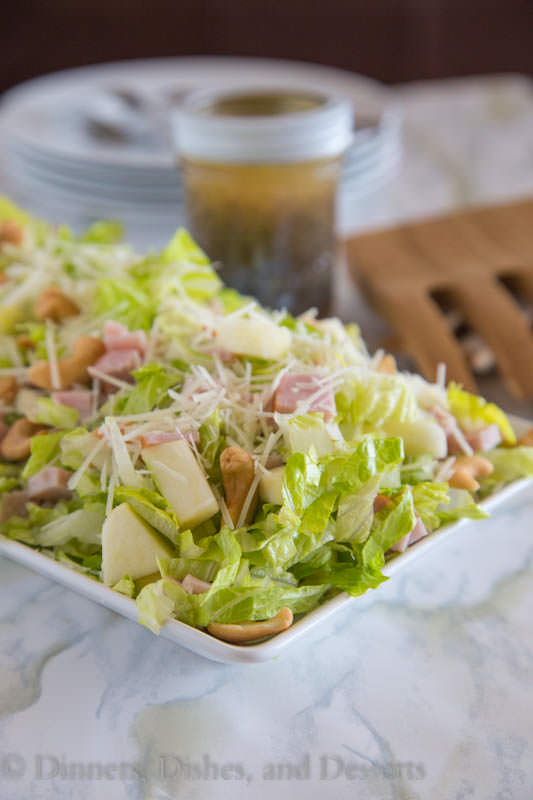 Pear, Cashew and Canadian Bacon Salad with Poppy Seed Dressing - a great lunch or dinner summer salad with sweet pears, crunchy cashews, salty Canadian bacon and sweet poppy seed dressing. No heating up the kitchen!
