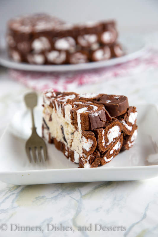 Swiss Roll Ice Cream Cake {Dinners, Dishes, and Desserts}