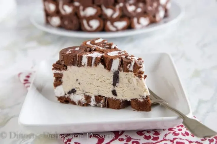 Swiss Cake Roll Ice Cream Cake {Dinners, Dishes, and Desserts}