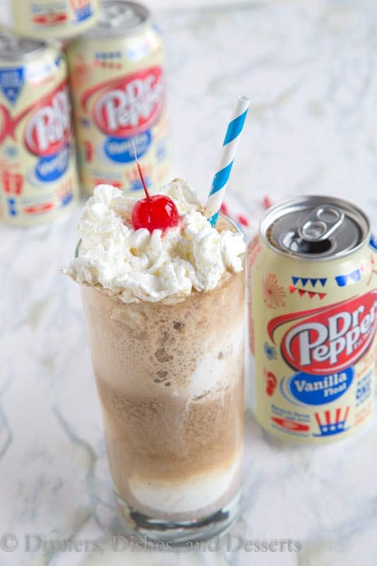 Dr. Pepper Vanilla Ice Cream Floats - an all time favorite summer treats gets a little makeover with Dr. Pepper Vanilla Float.