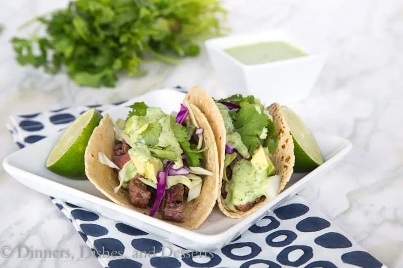 Skirt Steak Street Tacos {Dinners, Dishes, and Desserts}