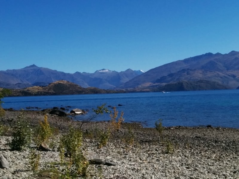 Walk down to the shores of Lake Wanaka New Zealand