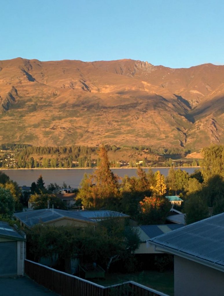 Gorgeous view from our balcony over Lake Wanaka in New Zealand
