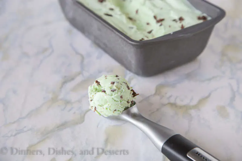 No Churn Mint Chocolate Chip Ice Cream {Dinners, Dishes, and Desserts}