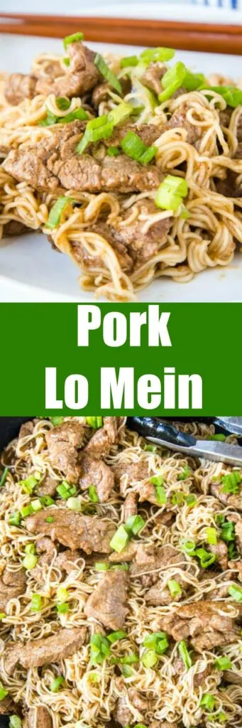 Five Spice Pork Lo Mein - Lo Mein is a classic take out dish, but this takes it up a notch.  Chinese Five Spice Powder gives tons of great flavor in this quick and easy dinner!