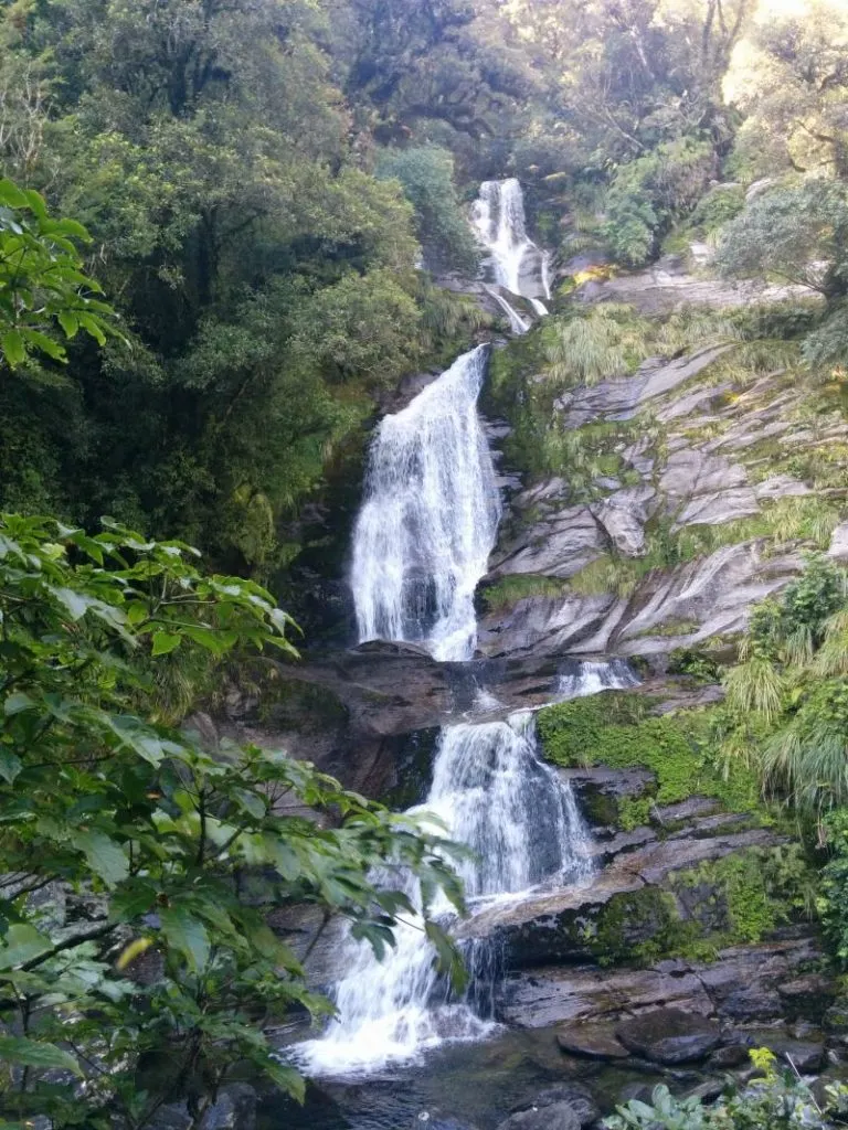 Waterfall along Haast Pass in New Zealand