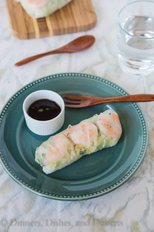 Shrimp Summer Rolls with Sesame Soy Dipping Sauce - a super refreshing, cool, crisp and great dinner to have this summer. Works as an appetizer or a meal.