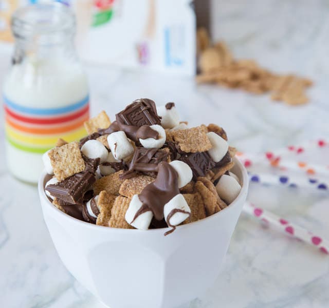 smores snack mix in a bowl