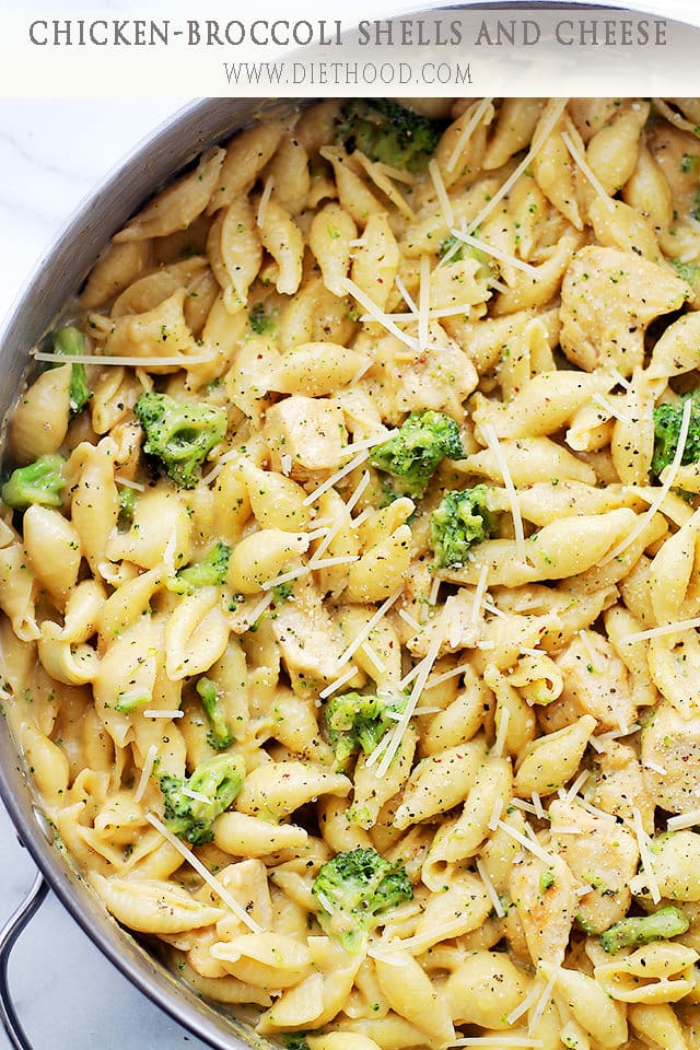 Chicken Broccoli Shells and Cheese {Diethood}