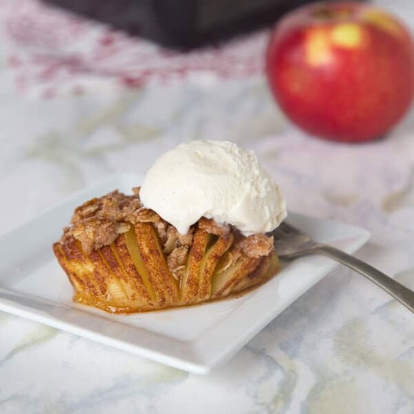 hasselback apples pie on a plate