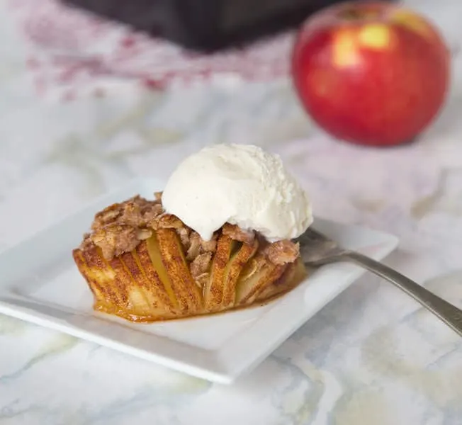 hasselback apples pie on a plate