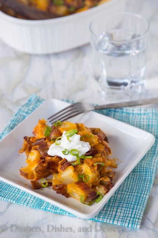 Loaded Chicken Casserole - Loaded baked potatoes turned into a chicken casserole for comfort food any night of the week.