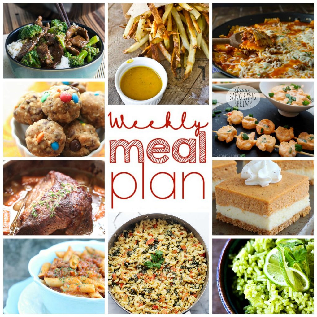 Weekly Meal Plan Week 12 - 10 great bloggers bringing you a full week of recipes including dinner, sides dishes, and desserts!