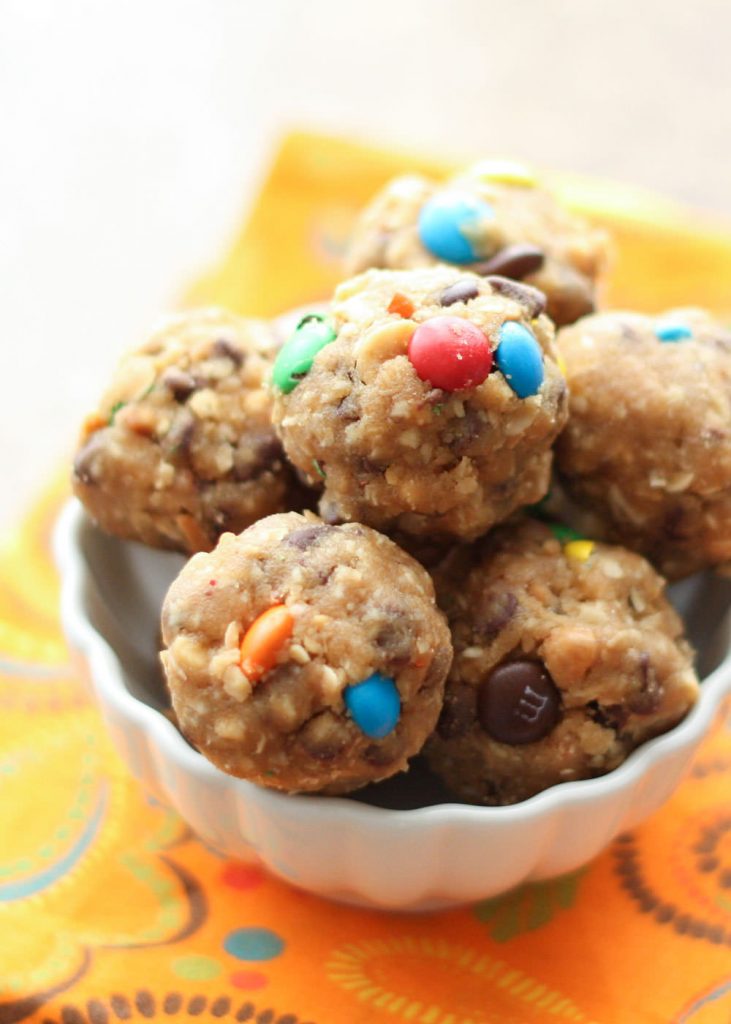 Monster Cookie Dough Bites {Barefeet in the Kitchen}