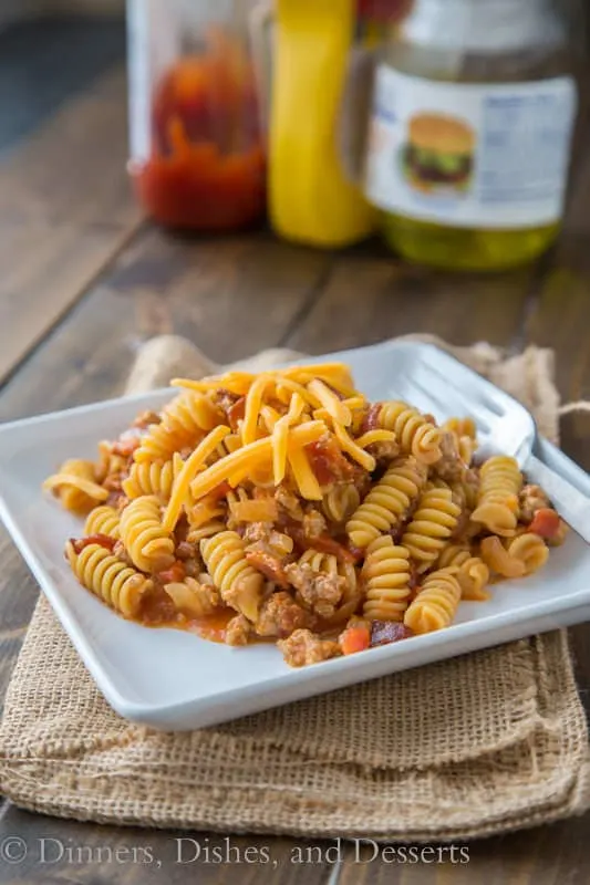 This bacon cheeseburger pasta skillet will make your mouth water as it simmers on the stove. Good thing it only takes twenty minutes to get on the table!