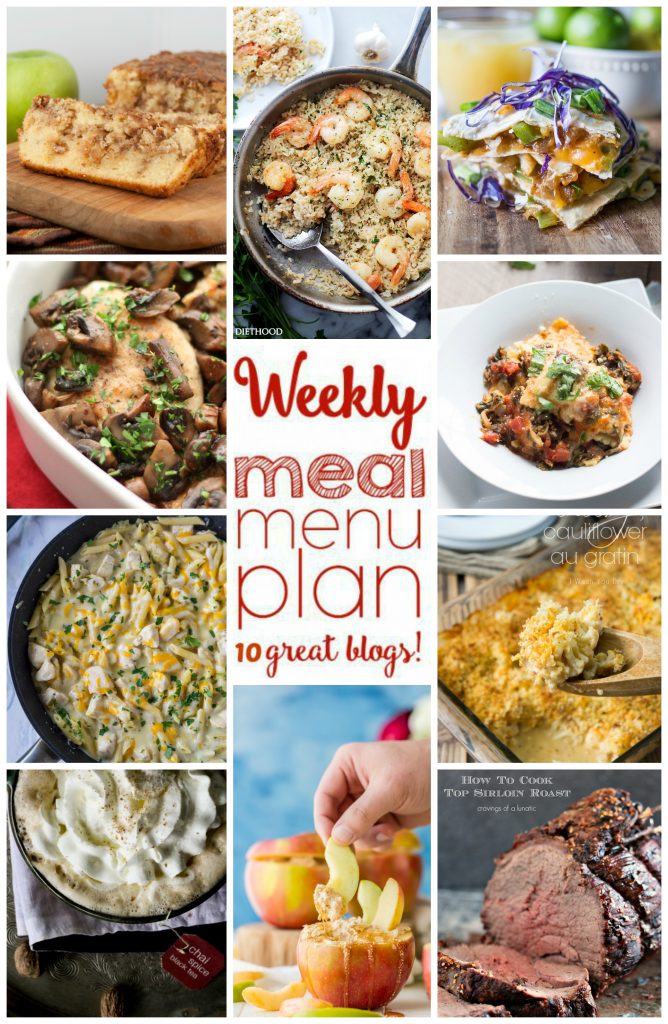  Weekly Meal Plan Week 14 - 10 great bloggers bringing you a full week of recipes including dinner, sides dishes, drinks and desserts!