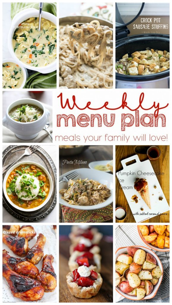 Weekly Meal Plan Week 15 - 10 great bloggers bringing you a full week of recipes including dinner, sides dishes, and desserts!