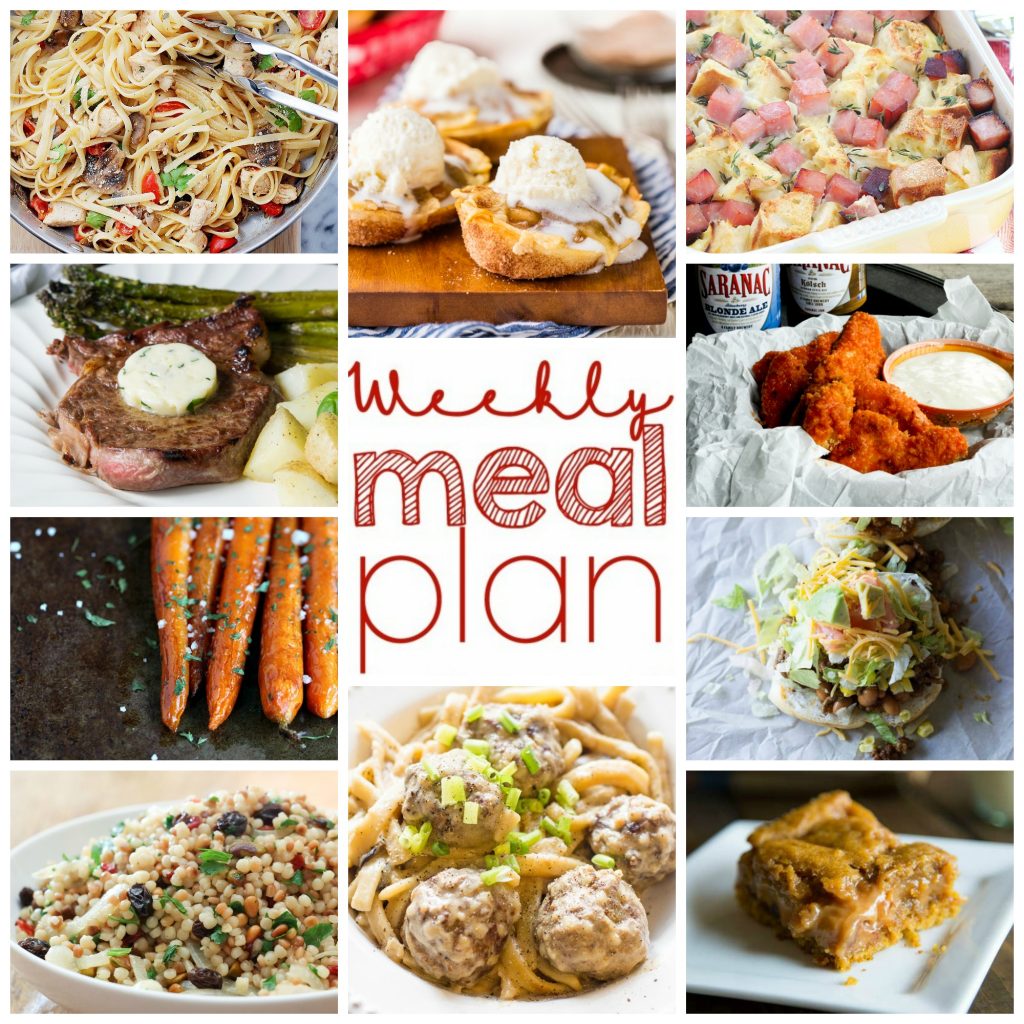 Weekly Meal Plan Week 16 - 10 great bloggers bringing you a full week of recipes including dinner, sides dishes, and desserts!