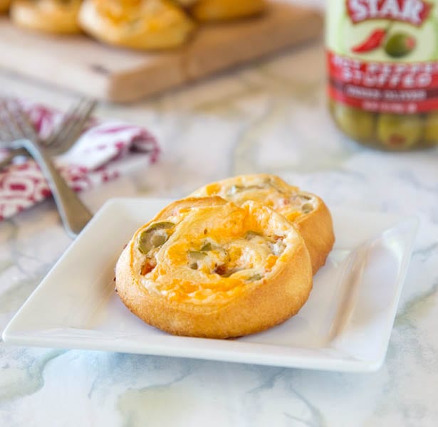 Cheesy Green Olive Pinwheels -