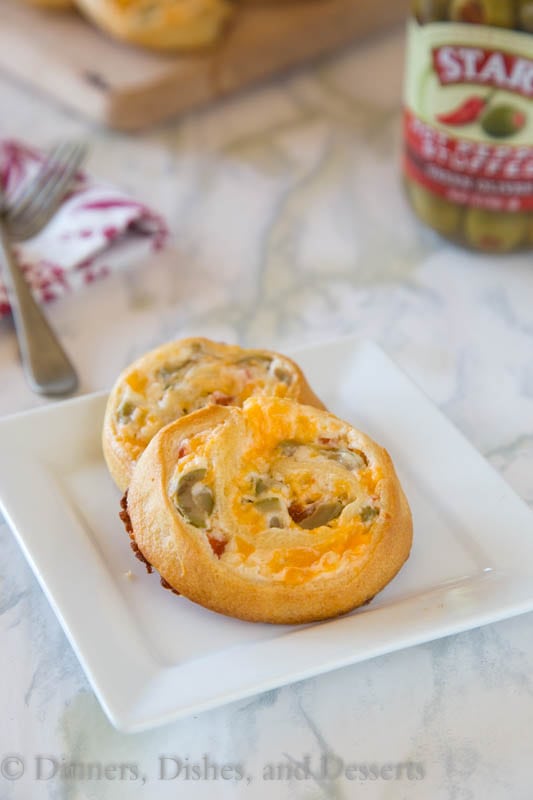 Cheesy Green Olive Pinwheels -