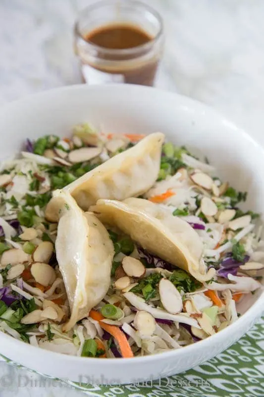 potstickers asian chopped salad in a bowl