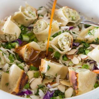 potstickers asian chopped salad in a bowl
